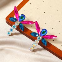 1 Pair Glam Shiny Dragonfly Plating Inlay Alloy Rhinestones Gold Plated Ear Studs main image 6