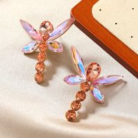 1 Pair Glam Shiny Dragonfly Plating Inlay Alloy Rhinestones Gold Plated Ear Studs main image 4