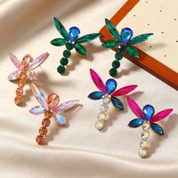 1 Pair Glam Shiny Dragonfly Plating Inlay Alloy Rhinestones Gold Plated Ear Studs main image 1