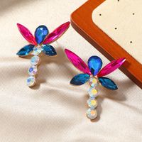 1 Pair Glam Shiny Dragonfly Plating Inlay Alloy Rhinestones Gold Plated Ear Studs main image 5