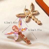 1 Pair Glam Shiny Dragonfly Plating Inlay Alloy Rhinestones Gold Plated Ear Studs main image 2