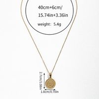 Retro Geometric Round Stainless Steel Indentation Plating Carving Pendant Necklace main image 10
