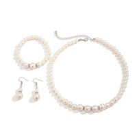 Élégant Géométrique Perle Artificielle Alliage Perlé Incruster Strass Femmes Bracelets Des Boucles D'oreilles Collier main image 5