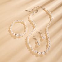 Elegant Geometric Artificial Pearl Alloy Beaded Inlay Rhinestones Women's Bracelets Earrings Necklace main image 4