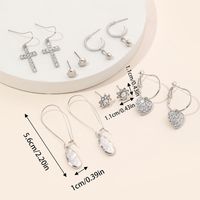 1 Set IG Style Simple Style Cross Heart Shape Plating Inlay Alloy Rhinestones Earrings main image 2