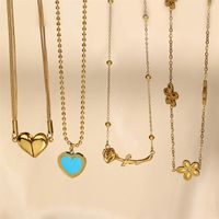 Ig Style Simple Style Heart Shape Flower Stainless Steel Plating Inlay Zircon 18k Gold Plated Necklace main image 1