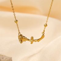 Ig Style Simple Style Heart Shape Flower Stainless Steel Plating Inlay Zircon 18k Gold Plated Necklace main image 5