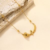 Ig Style Simple Style Heart Shape Flower Stainless Steel Plating Inlay Zircon 18k Gold Plated Necklace main image 6