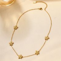 Ig Style Simple Style Heart Shape Flower Stainless Steel Plating Inlay Zircon 18k Gold Plated Necklace main image 7