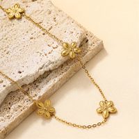Ig Style Simple Style Heart Shape Flower Stainless Steel Plating Inlay Zircon 18k Gold Plated Necklace main image 8