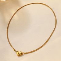 Ig Style Simple Style Heart Shape Flower Stainless Steel Plating Inlay Zircon 18k Gold Plated Necklace main image 9