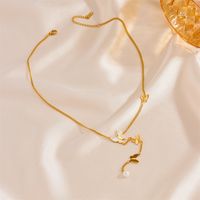 Rostfreier Stahl 18 Karat Vergoldet Elegant Einfacher Stil Überzug Inlay Schmetterling Acryl Künstliche Perlen Ohrringe Halskette main image 4