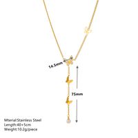 Rostfreier Stahl 18 Karat Vergoldet Elegant Einfacher Stil Überzug Inlay Schmetterling Acryl Künstliche Perlen Ohrringe Halskette main image 2
