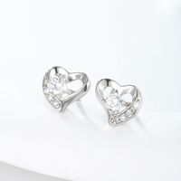 1 Pair Elegant Xuping Simple Style Heart Shape Plating Inlay Copper Alloy Artificial Diamond 18k Gold Plated White Gold Plated Ear Studs main image 3