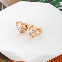 1 Pair Elegant Xuping Simple Style Heart Shape Plating Inlay Copper Alloy Artificial Diamond 18k Gold Plated White Gold Plated Ear Studs main image 7