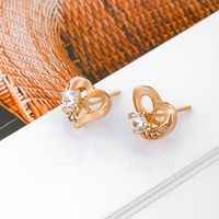 1 Pair Elegant Xuping Simple Style Heart Shape Plating Inlay Copper Alloy Artificial Diamond 18k Gold Plated White Gold Plated Ear Studs main image 6