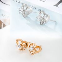 1 Pair Elegant Xuping Simple Style Heart Shape Plating Inlay Copper Alloy Artificial Diamond 18k Gold Plated White Gold Plated Ear Studs main image 1