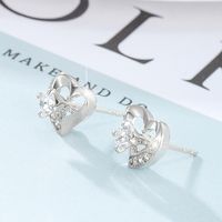 1 Pair Elegant Xuping Simple Style Heart Shape Plating Inlay Copper Alloy Artificial Diamond 18k Gold Plated White Gold Plated Ear Studs main image 4