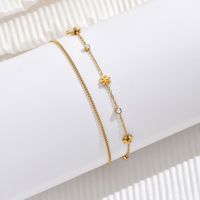 Sexy Flower 304 Stainless Steel Plating Inlay Zircon 14K Gold Plated Women's Anklet main image 3