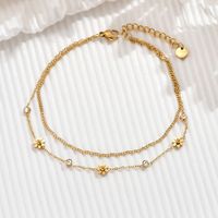 Sexy Flower 304 Stainless Steel Plating Inlay Zircon 14K Gold Plated Women's Anklet main image 1
