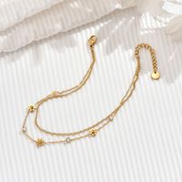 Sexy Flower 304 Stainless Steel Plating Inlay Zircon 14K Gold Plated Women's Anklet main image 4