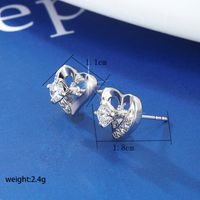 1 Pair Elegant Xuping Simple Style Heart Shape Plating Inlay Copper Alloy Artificial Diamond 18k Gold Plated White Gold Plated Ear Studs sku image 2