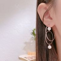 1 Pair Casual Simple Style Solid Color Plating Inlay Sterling Silver Artificial Pearls Rhodium Plated Earrings main image 3