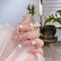 1 Pair Casual Simple Style Solid Color Plating Inlay Sterling Silver Artificial Pearls Rhodium Plated Earrings main image 5