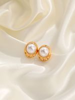 1 Pair Elegant Glam Geometric Plating Inlay Copper Freshwater Pearl 18k Gold Plated Ear Studs main image 1