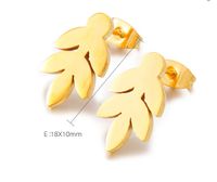 1 Pair Pastoral Leaf Plating Stainless Steel 18K Gold Plated Ear Studs main image 2