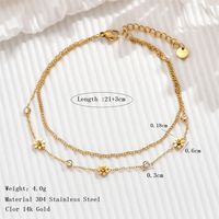 Sexy Flower 304 Stainless Steel Plating Inlay Zircon 14K Gold Plated Women's Anklet sku image 1