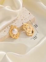 1 Pair Elegant Glam Geometric Plating Inlay Copper Freshwater Pearl 18k Gold Plated Ear Studs sku image 3