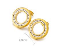 1 Pair Simple Style Round Inlay Stainless Steel Rhinestones 18K Gold Plated Ear Studs main image 2