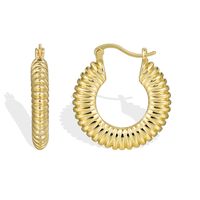 1 Pair Novelty Commute Shiny Solid Color Side Stripe Plating Pleated Copper 18k Gold Plated Hoop Earrings sku image 2