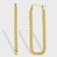 1 Pair Novelty Commute Shiny Solid Color Side Stripe Plating Pleated Copper 18k Gold Plated Hoop Earrings main image 5