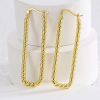 1 Pair Novelty Commute Shiny Solid Color Side Stripe Plating Pleated Copper 18k Gold Plated Hoop Earrings main image 6