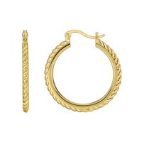 1 Pair Novelty Commute Shiny Solid Color Side Stripe Plating Pleated Copper 18k Gold Plated Hoop Earrings sku image 3