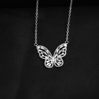 Elegant Sexy Shiny Butterfly Stainless Steel Copper Plating Inlay Zircon Silver Plated Pendant Necklace sku image 2