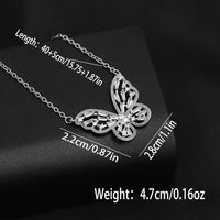 Elegant Sexy Shiny Butterfly Stainless Steel Copper Plating Inlay Zircon Silver Plated Pendant Necklace main image 2