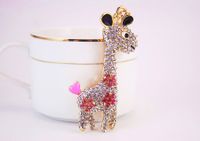 Cute Giraffe Alloy Unisex Bag Pendant Keychain sku image 1