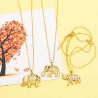 Cute Simple Style Elephant Copper Plating Inlay Zircon 18k Gold Plated Pendant Necklace main image 3