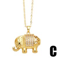 Cute Simple Style Elephant Copper Plating Inlay Zircon 18k Gold Plated Pendant Necklace main image 6