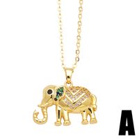 Cute Simple Style Elephant Copper Plating Inlay Zircon 18k Gold Plated Pendant Necklace main image 4