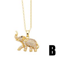 Cute Simple Style Elephant Copper Plating Inlay Zircon 18k Gold Plated Pendant Necklace main image 5