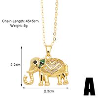 Cute Simple Style Elephant Copper Plating Inlay Zircon 18k Gold Plated Pendant Necklace sku image 1