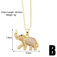 Cute Simple Style Elephant Copper Plating Inlay Zircon 18k Gold Plated Pendant Necklace sku image 2