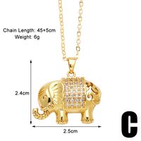 Cute Simple Style Elephant Copper Plating Inlay Zircon 18k Gold Plated Pendant Necklace sku image 3
