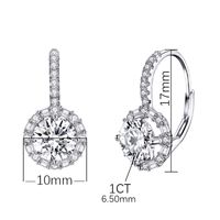 Glam Luxurious Shiny Round Sterling Silver Gra Inlay Moissanite Earrings main image 2