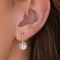 Glam Luxurious Shiny Round Sterling Silver Gra Inlay Moissanite Earrings main image 3