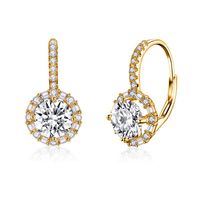 Glam Luxurious Shiny Round Sterling Silver Gra Inlay Moissanite Earrings sku image 1